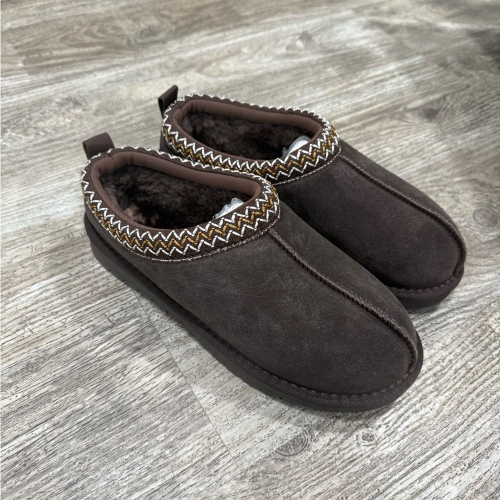 Dark Brown Fleece-Lined Slip-On Loafers